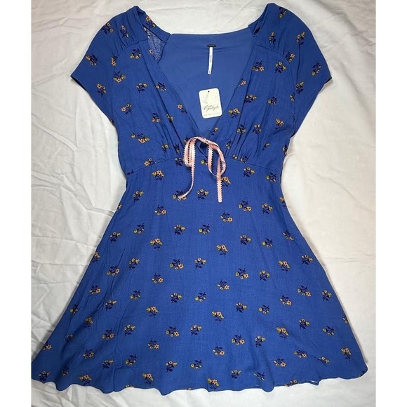 Free People Everyone's Favorite Mini Dress Blue Women's Size Small $128 - Picture 1 of 6